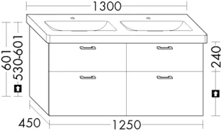 Burgbad Waschtischunterschrank System 30 Preisgruppe 2 Echo 601x1250x450 Tectona Dekor Zimt WYHU125F6326