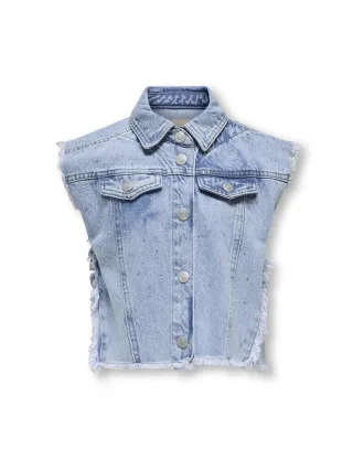 KIDS ONLY - KOGCOBAIN S/L RW RHINESTONE VEST TOP light blue denim - Gr. - 152