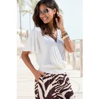 LASCANA Wickelshirt mit Druckknopf vorne, feminines Kurzarmshirt