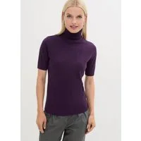 bonprix Kurzarmpullover im Feinstrick-Baumwoll-Mix, mit hohem Rollkragen
