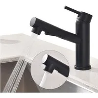 HOMELIVE Küchenarmatur Ausziehbarer Küchenhahn Wasserhahn für Küchenspüle (mit 2 Strahlarten Armatur Küche Mischbatterie) mit Ausziehbarer Brause,Schwarz