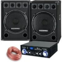 McGrey PA Komplettset DJ Anlage Party-Lautsprecher (Bluetooth, 800 W, Partyboxen 38cm (15 zoll) Subwoofer 2-Wege System - inkl. Endstufe)