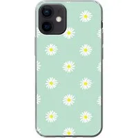 MuchoWow Handyhülle für Apple iPhone 12 Gänseblümchen - Pastell - Weiß - Grün - Florales M, Smartphone-Bumper, Print, Handy Schutzhülle Dünn
