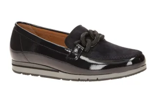 Gabor 4004.01 - Damen Slipper Mokassin in dark-blue (black mat) mit Keilabsatz