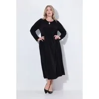 Ulla Popken Maxikleid Maxikleid A-Linie Rundhals Langarm Taschen