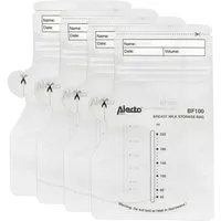 Alecto Muttermilchbeutel BF100, Vorsterilisiert, Zip-Verschluss, Standboden, Ausgießer, BPA-frei