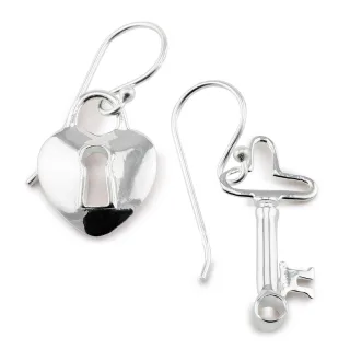 Schl?ssel mit Herz Ohrringe aus 925 Silber