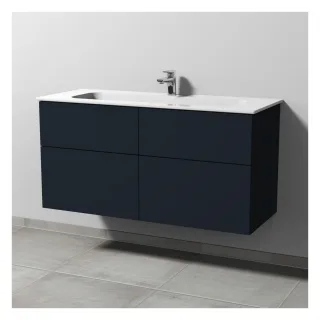 Sanipa 3way Keramik-Set Design Keramik-Waschtisch und Unterbau mit 4 Auszügen, Marine-Matt SP4821R