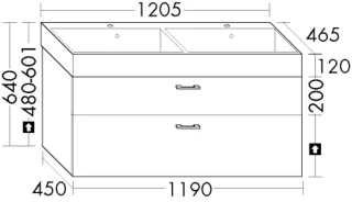 Burgbad Keramik-Waschtisch+Waschtischunterschrank System 30 Preisgruppe 4 Sana Trend- oder RAL-Farbe SHMV121F5348C0001