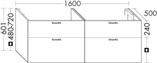 Burgbad Waschtischunterschrank System 30 Preisgruppe 4 Sana 601x1600x500 Eiche Schwarz, WYJD160F6334 WYJD160F6334