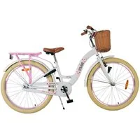 Volare Kinderfahrrad Volare Blossom Kinderfahrrad für Mädchen - 24 Zoll in Weiß, Vorderradbremsen, praktischer Ständer, Rücklichter, stabiler Korb