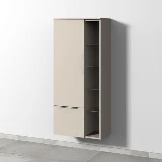 Sanipa 3way Stauraumschrank mit 1 Tür, 1 Auszug und offenen Fächern, Kaschmir-Matt UP1821U
