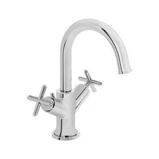 VitrA Origin Classic Zweigriff-Waschtischmischer mit Ablaufgarnitur Höhe 26 cm Chrom,A42885 A42885