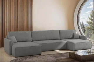 Wohnlandschaft mit Schlaffunktion Sofa LOUIS Stoff Scala Grau