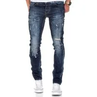 REPUBLIX Gerade Jeans RYDEL Herren Männer Regular Straight Fit Destroyed Jeans Hose