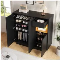 BlingBin Schuhschrank Schuhkipper Schuhkommode Schuhregal (Er bietet Platz für 14–18 Paar Schuhe, 1-St., mit LED,Schublade,verstellbaren Einlegeböden,3 Türen) 105x39,5x100,5cm,für modernen Eingangsbereich
