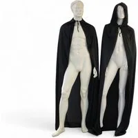 Fries Vampir-Kostüm Vampir Cape Umhang Kapuze Schwarz Halloween Karneval Gr 80 - 180 cm, Mit Kapuze