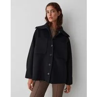 OPUS Wolljacke JOSIA mit breitem Strickkragen überschnittene Schulter mit Langarm, aufgesetzte Taschen vorne