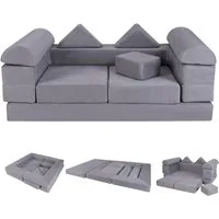 COSTWAY Kindersofa, 9 Teile, Modulares Spielsofa aus Schaumstoff für Kinder