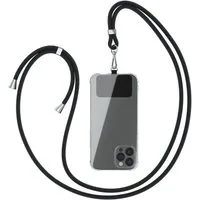 EAZY CASE Handykette Universal für jedes Smartphone zum Umhängen, Kette zum Umhängen Pad mit Kordel Uni Smartphonekette Schwarz Black