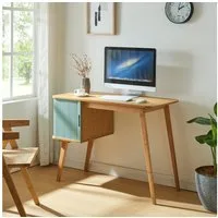 en.casa Schreibtisch, »Tysvær« mit Schrankteil 75 x 105 x 48 cm Bambus/Blau