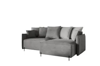 Ecksofa Schlafsofa BETTO Stoff Now or Never Dunkelgrau Ottomane Rechts