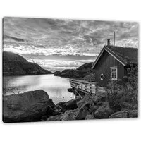 Pixxprint Leinwandbild Sonnenaufgang am Fjord Norwegens, Sonnenaufgang am Fjord Norwegens (1 St), Leinwandbild fertig bespannt, inkl. Zackenaufhänger