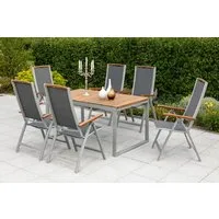 MERXX Garten-Essgruppe »Siena«, (Set, 7-tlg., 5-fach verstellbare Rückenlehne), Ausziehtisch: LxB: 150-200 x 90 cm