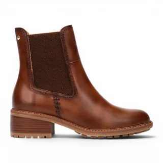 Pikolinos Braune Leder-Chelsea-Stiefel mit Absatz für Frauen – Medina