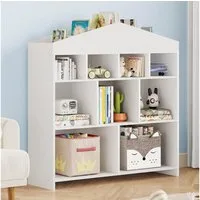 GarveeMore Kinderregal mit 15 Fächern,Burgdesign Spielzeugtruhe,103.5x30x100cm, Bücherregal Kinder,Standregal Spielzeug für Kinderzimmer,Schlafzimmer