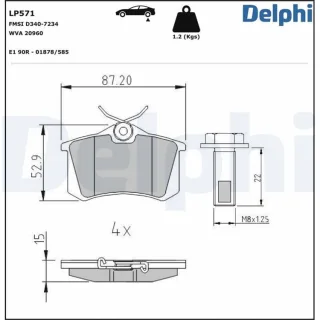 Delphi Bremsbel?ge hinten Audi Peugeot Seat Skoda VW