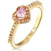 Elli Fingerring Herz Zirkonia Weiß 925 Sterling Silber
