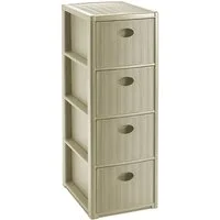 Kreher Rollcontainer mit 4 Schüben im Rattan Design (Schmale) (Farbe wählbar)