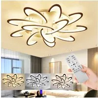oyajia Deckenleuchte 120W Modern LED Deckenleuchte 96cm, 7200LM Dimmbar mit Fernbedienung, LED fest integriert, warmweiß kaltweiß neutralweiß, Blumenförmiges Design LED Deckenlampe, für Wohnzimmer, Schlafzimmer