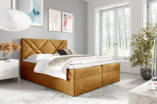 Boxspringbett Schlafzimmerbett 120x220cm LAZARO Nr.6 Gelb inkl. Bettkasten
