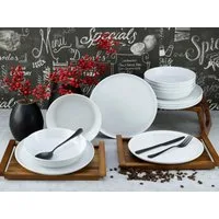 CreaTable Tafelservice Geschirr-Set Chef Collection (12-tlg), 6 Personen, Porzellan, Teller Set, weiß, nordisches Design, 12 Teile, für 6 Personen