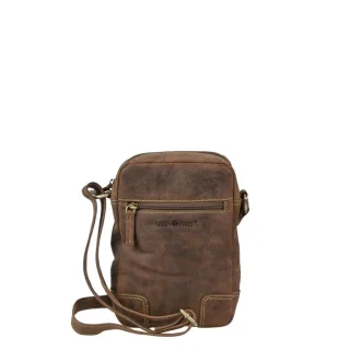 Herrentasche im kompakten Format aus Leder in antikbraun XS | Greenburry. Kleine Schultertasche Vintage mit drei sicheren Reißverschlussfächern.
