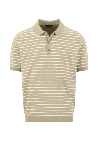 FYNCH-HATTON - Polo, striped, Cotton Linen pistachio - Gr. - L
