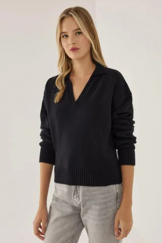 Polo-Kragen Strickpullover