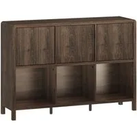 en.casa Sideboard, »Lukkodso« mit 3 Türen, 6 Fächern 77x110x30 cm Walnussoptik