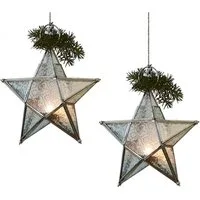 Mirabeau Weihnachtsfigur Windlicht 2er Set Kian klar/silber (2er Set, 2er Set)