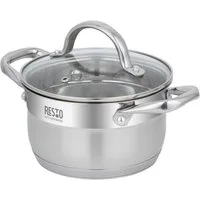 RESTO Kitchenware Kochtopf Rigel, Topf energiesparend und spülmaschinenfest, Edelstahl 18/10 (2-tlg), mit hitzebeständigem Glasdeckel, im Geschenkkarton
