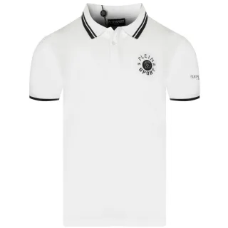Plein Sport Poloshirt Mit Zweifarbigem Kragen Und Tigerdesign Auf Dem Rücken, Weiß