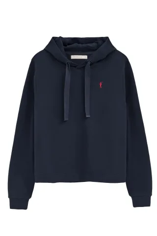 Sweatshirt marineblau im Regular Fit mit Kapuze und Rigby Go Logo
