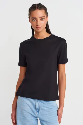 Damen Baumwoll-Modal Rundhalsausschnitt T-Shirt