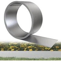 FIVMEN Beetumrandung Rasenkante 5m/10m/15m/20m Beetbegrenzung aus Metall, Silber, Verzinkt Rasenbleche Mähkante Flexible Rasen Umrandung 15cm Hoch