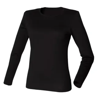 SF Women - "Feel Good" T-Shirt für Damen Langärmlig (Schwarz)