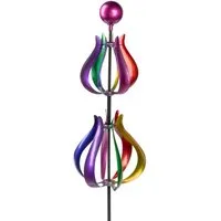 formano Gartenfigur Buntes Windrad Blume Garten Metall Windspiel Windmühle 128 cm