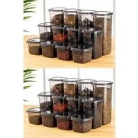 Hermia Concept Vorratsdose 24-teiliges Set, 3 verschiedene Größen, Kunststoff, (Set, 24-tlg., 8x Kleine 550 ml 8x Mittlere 1200 ml 8x Große 1750 ml), Spülmaschinenfest, Mikrowellengeeignet, Stapelbar