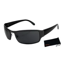 Rennec Sonnenbrille Herren Rechteckig Schmal Bikerbrille mit Brillenbeutel Gläser Schwarz Getönt, Security Style, Wrap Around
